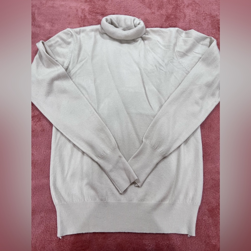 Small cream colored turtleneck sweater